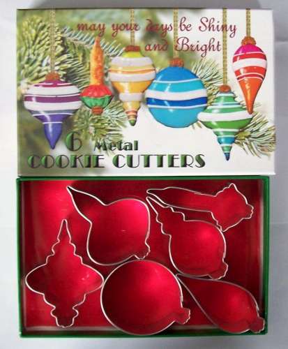 6 pc Boxed Christmas Ornament Cookie Cutters - Click Image to Close